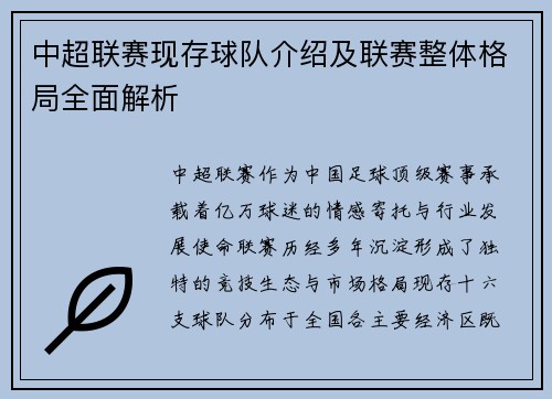 中超联赛现存球队介绍及联赛整体格局全面解析